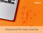 Nordik Leather Desk Mat Cable Organizer - Tangerine Orange 35 X 17 inch - Premium Extended Mouse Mat for Home Office Accessories - Non-Slip Vegan Leather Desk Pad Protector & Desk Blotter Pad