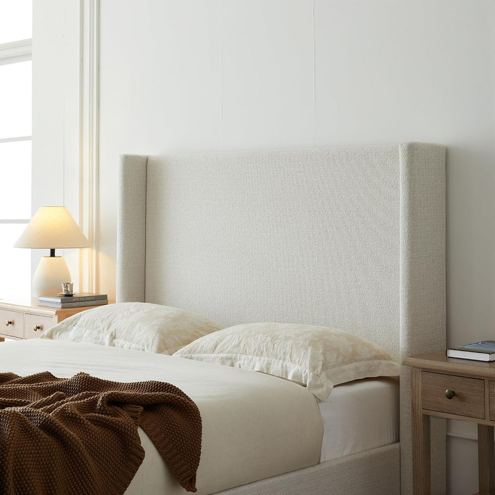 53.1" Extra-Tall Wingback Bed Frame - Luxury Cream White Boucle Upholste...