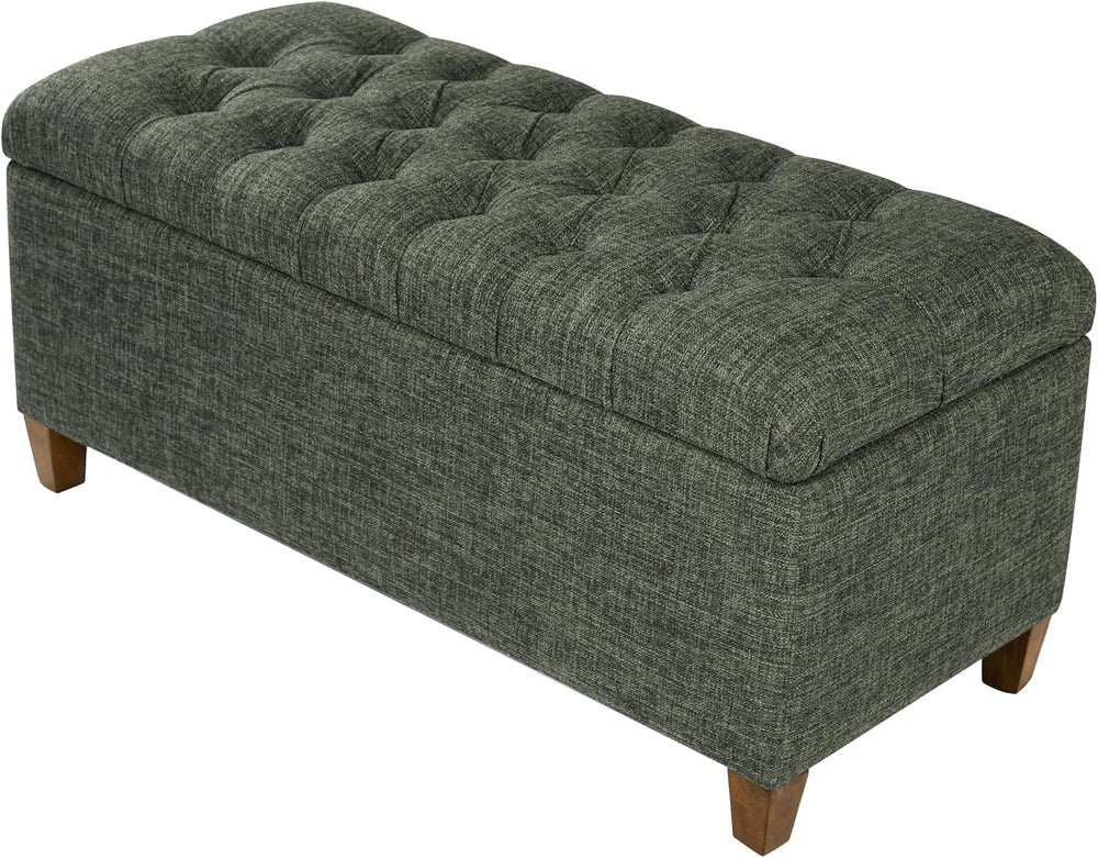 HomePop Ainsley 40" Storage Ottoman Bench - Green Clover Fabric