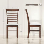 HOMCOM Wooden Dining Chairs Set of 2, Farmhouse Upholstered Kitchen Chairs with Rubber Wood Frame for Living Room, Dining Room, Dark Brown and Beige