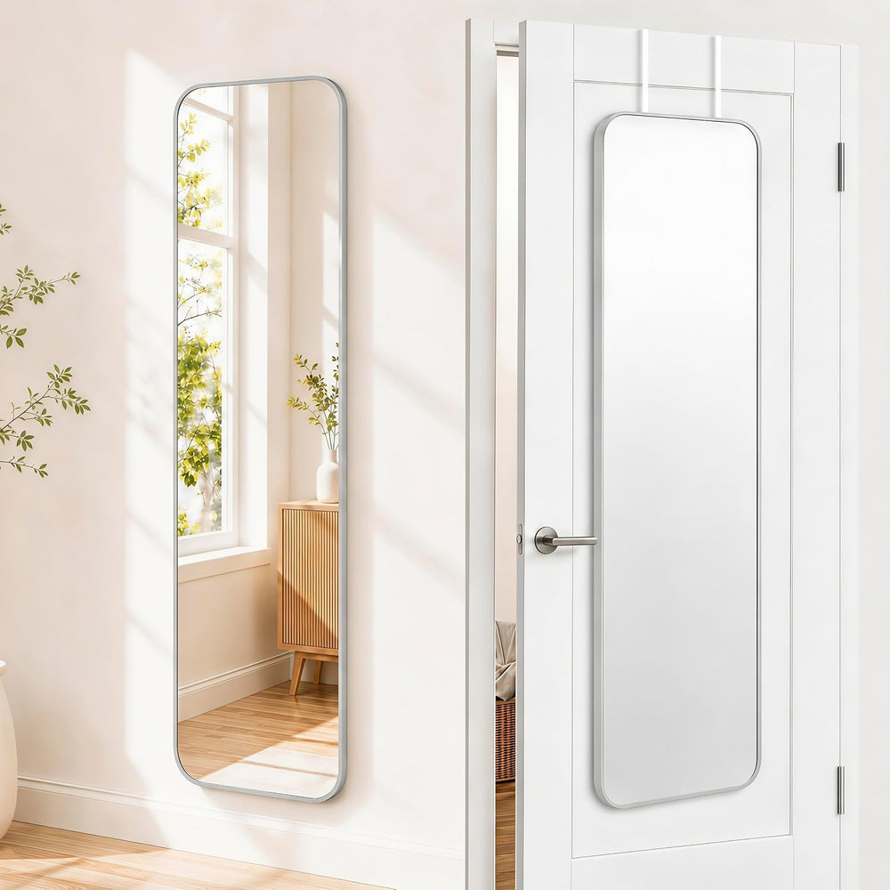 47x14" Full Length Mirror Over the Door Hang or Wall Mounted Silver