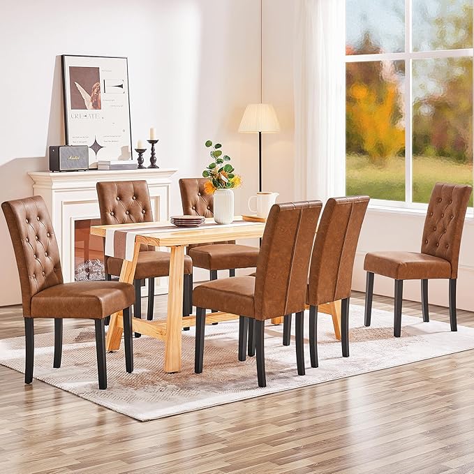 Yaheetech Upholstered Dining Chairs Set of 2 Modern Leather Parsons Kitchen C...
