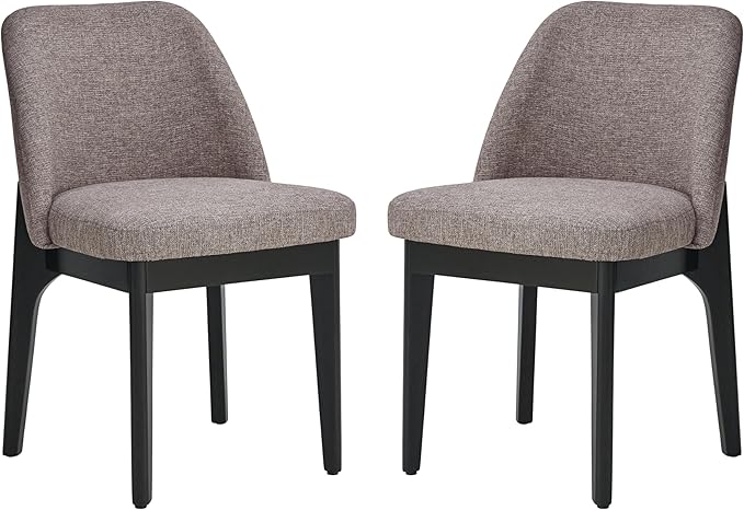 VKNOW Wooden Dining Chairs Set of 6, Upholstered Dining Room Chairs with Rubberwood Legs and Padded Seats, Kitchen Chairs for Restaurant Kitchen Living Room, Brown