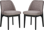VKNOW Wooden Dining Chairs Set of 2, Upholstered Dining Room Chairs with Rubberwood Legs and Padded Seats, Kitchen Chairs for Restaurant Kitchen Living Room, Brown