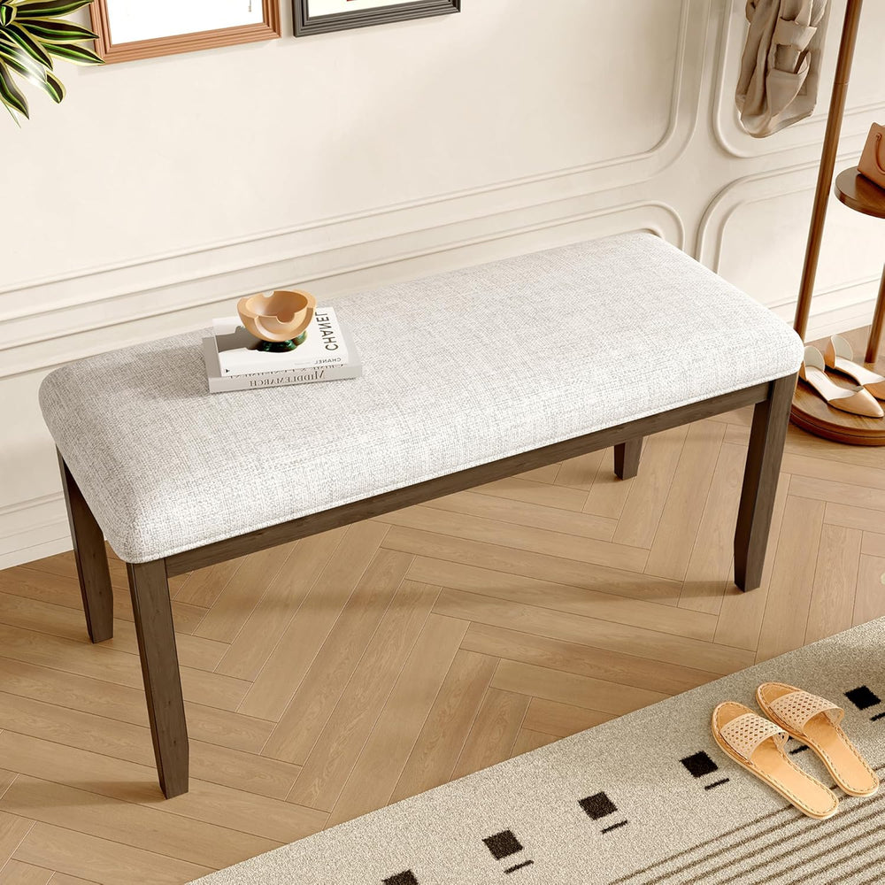 38-inch Small Upholstered Dining Bench, Vintage Wooden Bench Indoor, Entry Wa...