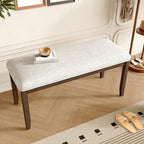 Merax Upholstered Dining Bench, with Padded Seat and Solid Wood Leg for Kitchen Bedroom, Living Room, Indoor, Entryway, Hallway, End of Bed, Brown+Beige