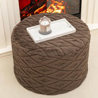 Round Pouf Ottoman Footstool 20x14In Ottoman Footrest for Couch Dark Coffee | All-One Foam Pouf, Ottoman Coffee Table,Couch Foot Rest,Chair Footrest,Remov. Cover, Perfect for Living Room, Bedroom & Dorm