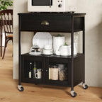 Catrimown Coffee Bar Cart Cabinet,3 Tier Coffee Station Table on Wheels,Coffee Cart with Storage for Home Kitchen, Liquor Buffet Sideboard Cabinet, Black