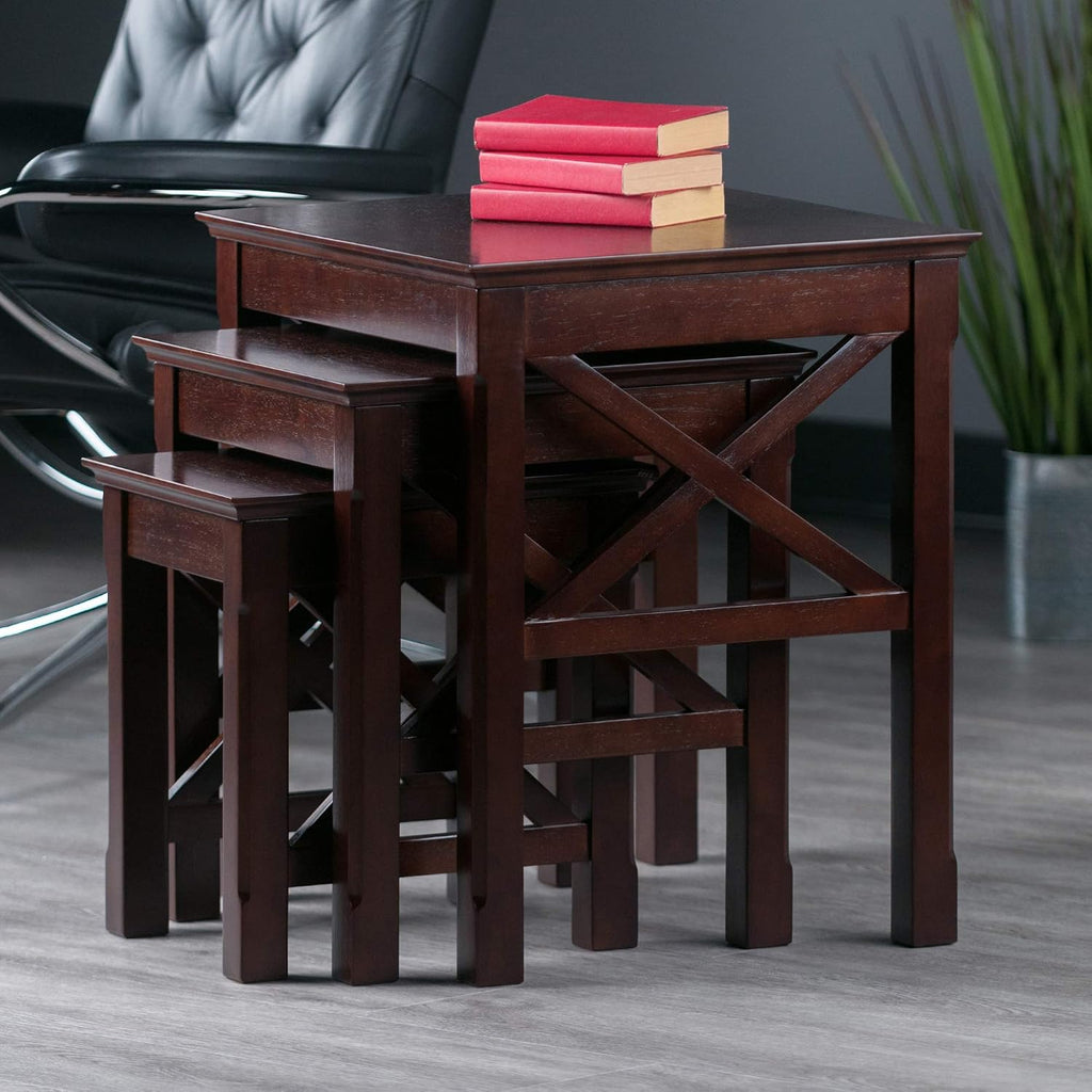 Winsome Xola Nesting Tables, Cappuccino | Small Square Coffee or End Table Set for Bedroom, Living Room, Den, Elegant Furniture for Any Home Decor