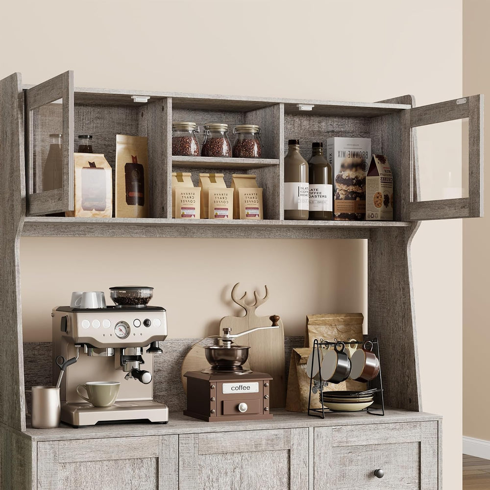 67'' Tall Kitchen Pantry Cabinet with Microwave Shelf, Sideboard Hutc...