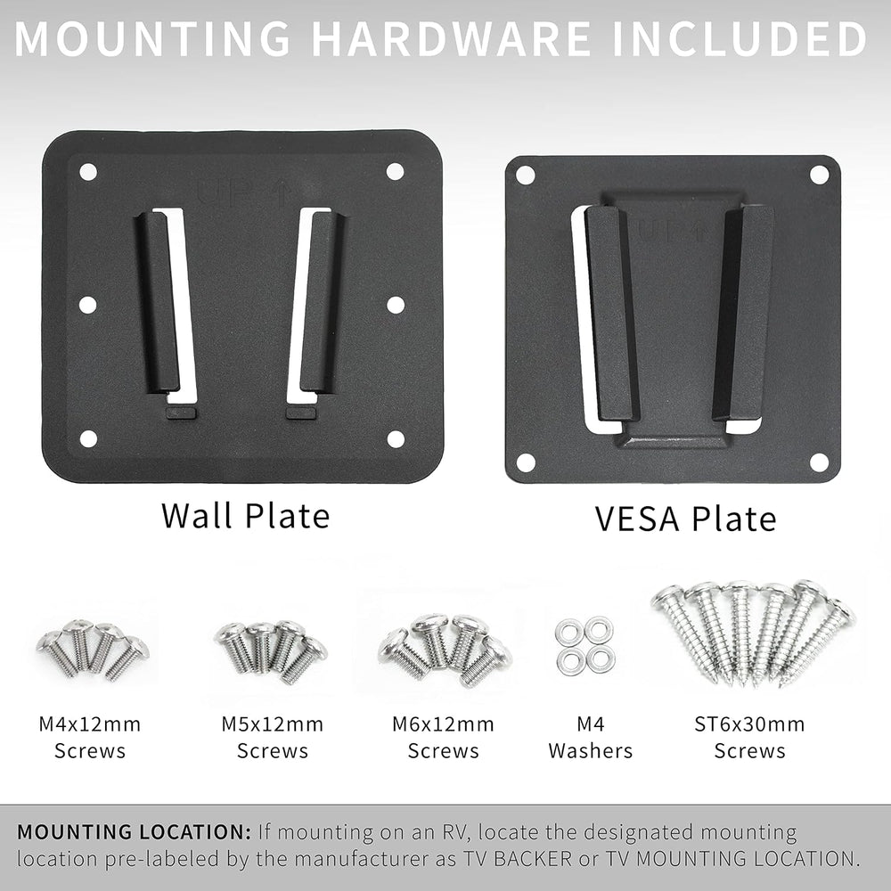 VIVO Black RV TV Mount with Arm for VESA 100x100mm, Mount-VWRV3 | Articulatin...
