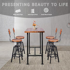 5 Pieces Industrial Dining Table Set Rustic Rectangular High Pub Table with Chairs Farmhouse Meeting Computer Desk and Stools for Office
