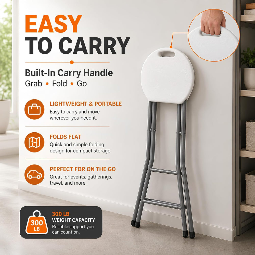 30 Inch Tall Folding Stool Chair | Heavy Duty Plastic Stool Chair | Portable ...