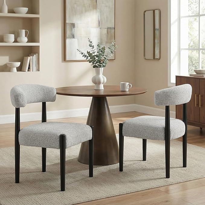 VKNOW Wooden Dining Chairs Set of 4, Modern Upholstered Dining Room Chairs wi...