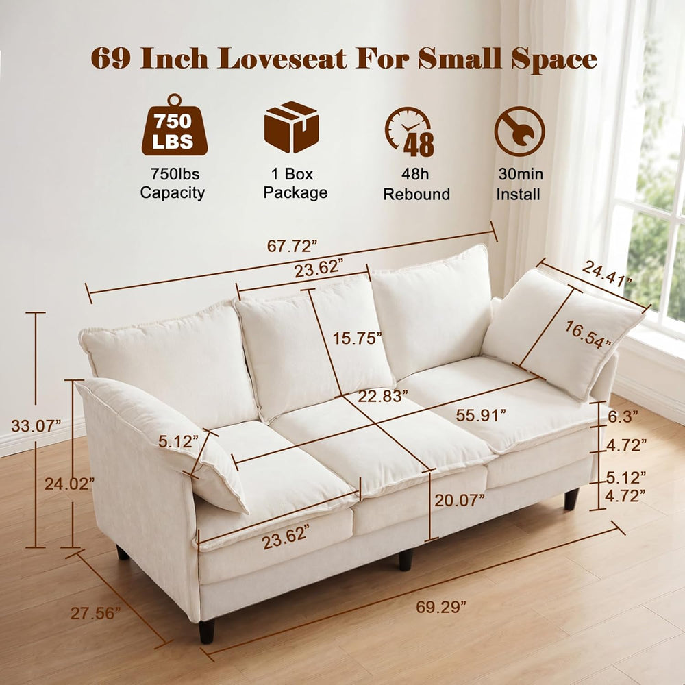 3 Seater Couch & Loveseat Sofa 2 Piece Set, Small 50" Love Seat &amp...