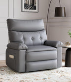 GarveeHome Oversized Wide Recliner Chair - Heat and Massage, PU Leather Extra Wide Manual Recliner for Adults, Large Lazy Chair with 1.5X Sponge Comfort Arm and Back for Living Room, Bedroom
