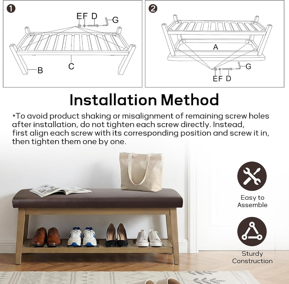 HUIMO Entryway Shoe Bench with Cushion, End of Bed Bench,Upholstered Bench fo...
