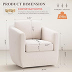 COLAMY 360° Swivel Accent Chair Set of 2 with Pillow, Living Room Armchair No-Sag Foam & Sturdy Metal Base, Fully Assembled Swivel Single Sofa for Bedroom Living Room, Reading Room, Beige