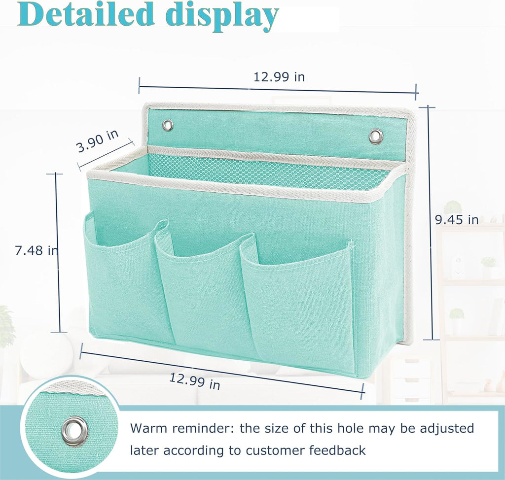 Wall Hanging Organizer Bag/Hanging Baskets with Large Mesh Compartment & 3 Pockets，Over the Door Organizer Space Saving Storage for Bedroom,RV Camper, Closet (Green -1 Pack)