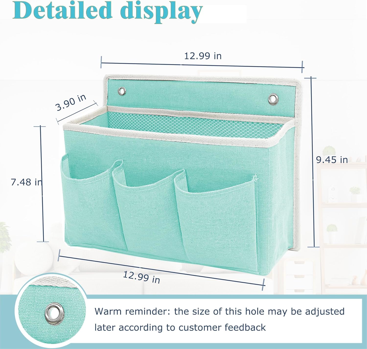 Wall Hanging Organizer Bag/Hanging Baskets with Large Mesh Compartment & 3 Pockets，Over the Door Organizer Space Saving Storage for Bedroom,RV Camper, Closet (Green -1 Pack)