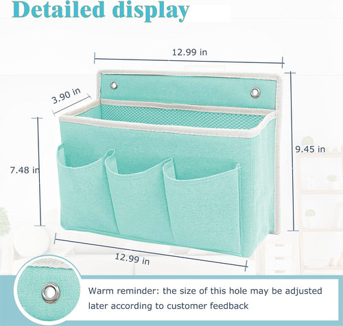 2-Pack Wall Hanging Organizer Bag/Hanging Baskets with Large Mesh Compartment & 3 Pockets，Over the Door Organizer Space Saving Storage for Bedroom,RV Camper, Closet (Green -2 Pack)
