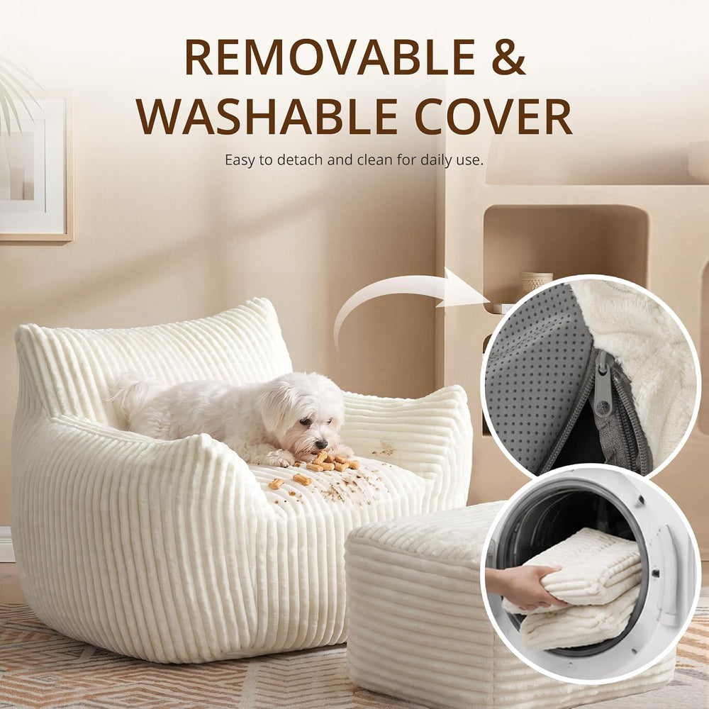 Giant Bean Bag Chair for Adults, Large Bean Bag with Ottoman | Cloud Comfy Be...
