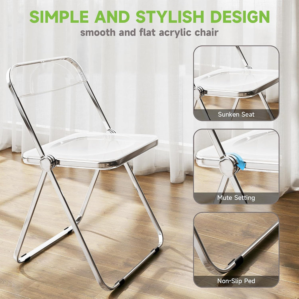 Real Relax Acrylic Folding Chairs,Foldable & Stackable Clear Chairs with ...