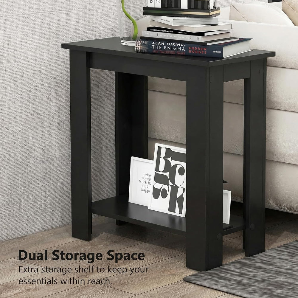 GOFLAME 24” Side Table, 2-Tier Rectangular End Table with Storage Shelf, Mult...