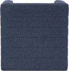 HomePop Modern Channel Tufted Ottoman|Homepop Home Décor|Ottoman for Living Room & Bedroom - Blue Woven Fabric
