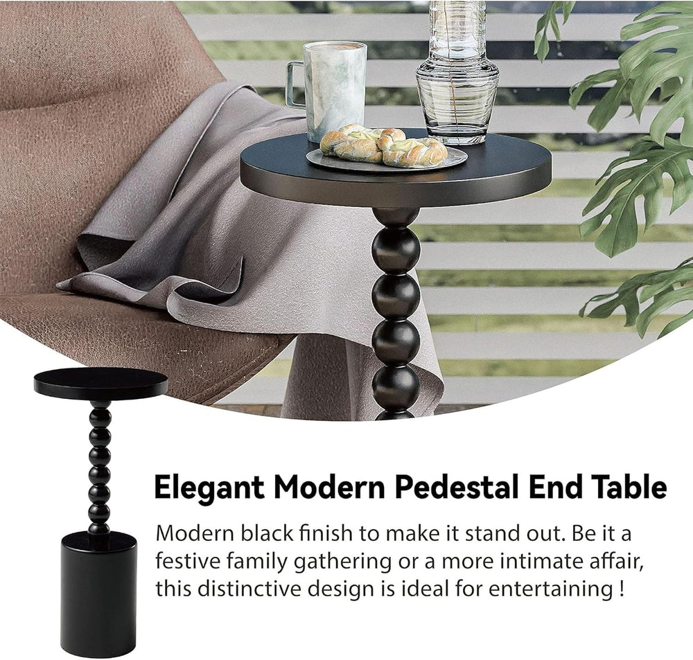 COZAYH Farmhouse Pedestal End Table, Rustic Wood Drink Table with Base, Round...