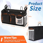 Loghot Bedside Caddy/Bedside Storage Bag Hanging Organizer for Bunk and Hospital Beds,Dorm Rooms Bed Rails,Can be Placed Glasses,Books,Mobile Phones,Keys (New Black-1)
