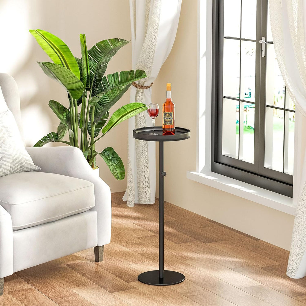 Height Adjustable Drink Table, Set of 2, Small Round Side Table, Martini Tabl...