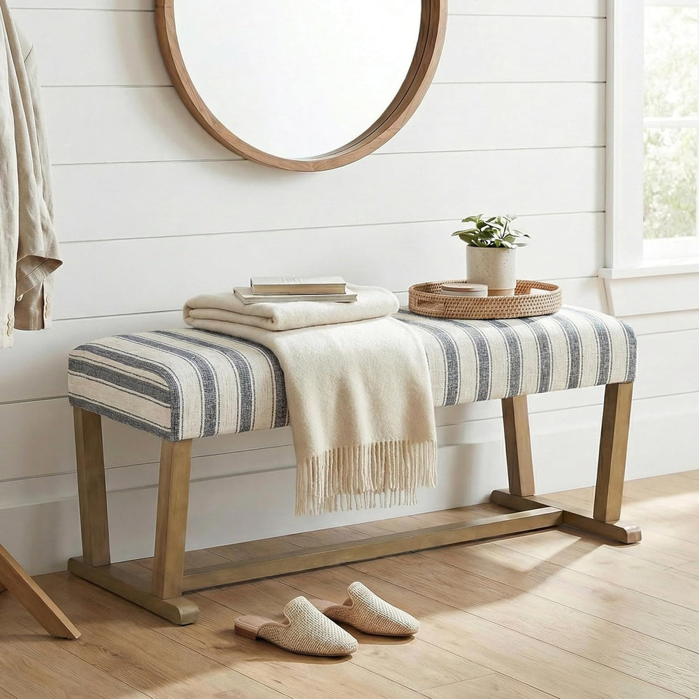 VKNOW 41" Upholstered Entryway Bench, End of Bed Bench with Cushion and ...