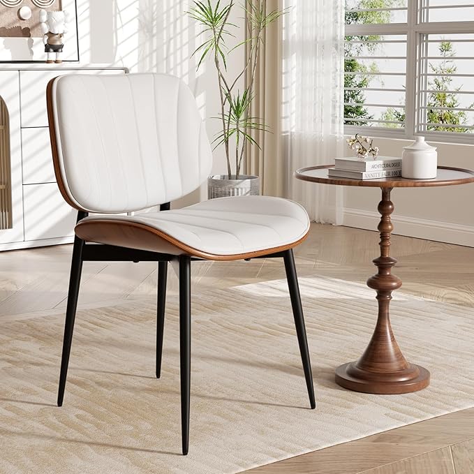 Dining Chair, Mid Century Modern Dining Room Chairs, Upholstered Faux Leather...