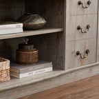 TV Stand for 65" TV: Rustic Drawer-Like TV Cabinet | Tall Farmhouse Media Entertainment Center with Storage Console and Adjustable Shelves for Living Room - Light Gray