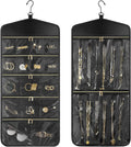 CHICECO Travel Jewelry Holder Organizer,Hanging Jewelry Organizer Storage with Zippered Pockets for Cloest,Jewelry Holder for Earrings, Necklaces（Black）
