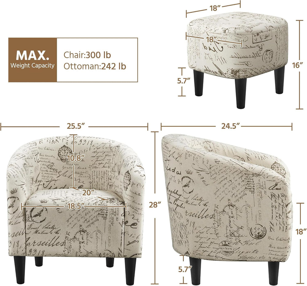 Yaheetech Compact Accent Chairs Set of 2 for Small Spaces, Letter Print