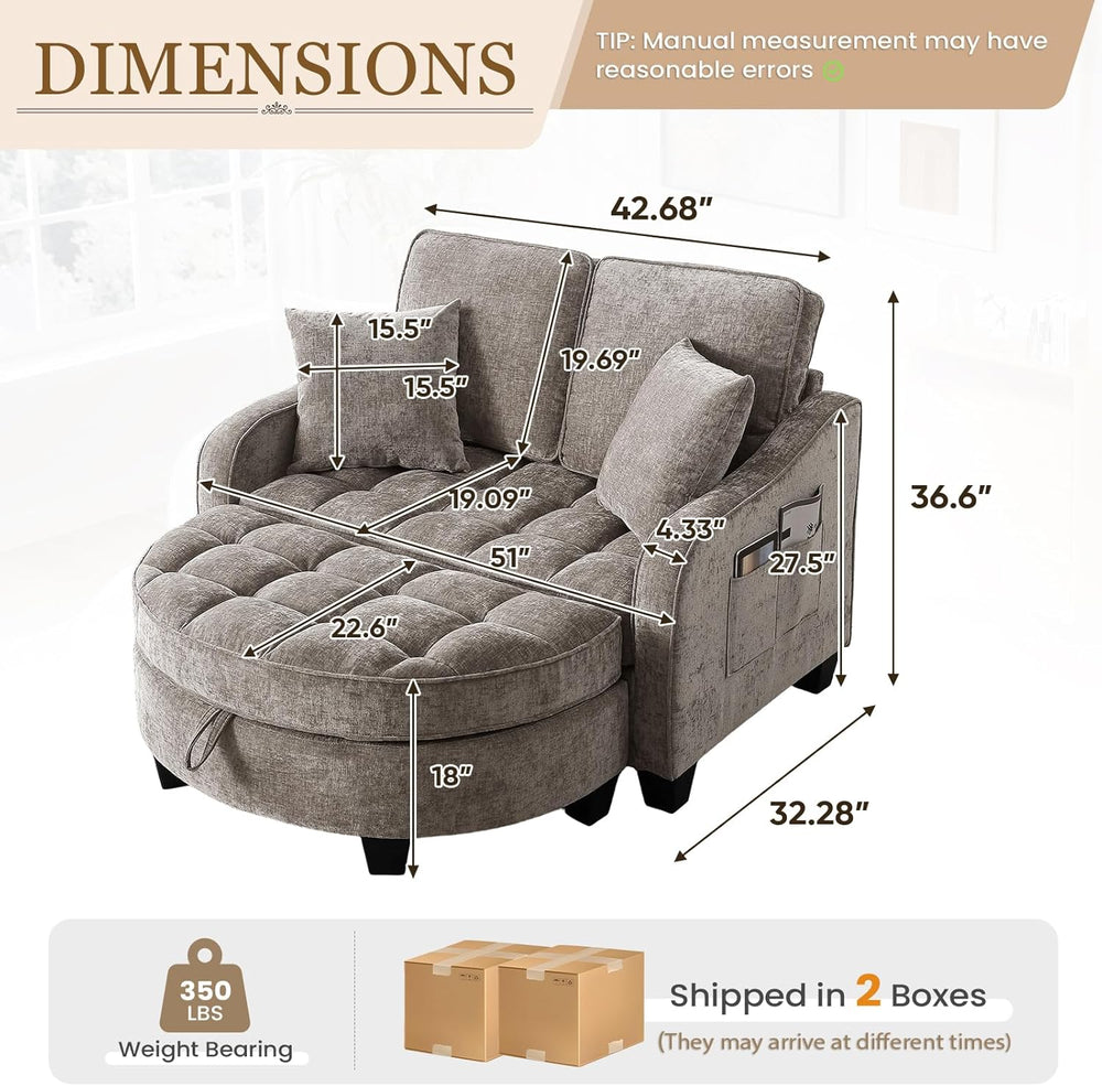Oversized Chair and A Half, Chenille Tufting Accent Cozy Reading Sofa Chair w...