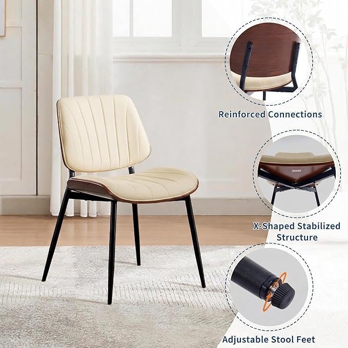 Garvee Dining Chairs Set of 6, Mid-Century Modern Upholstered Retro PU Leathe...