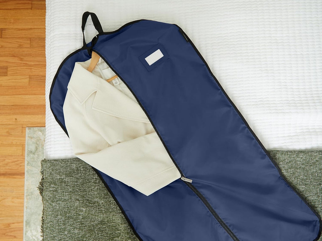 Covermates Garment Bag Set for Closet Storage and Travel, Blue | durable polyester construction, label window, zipper closure, carrying handles, 3-year warranty
