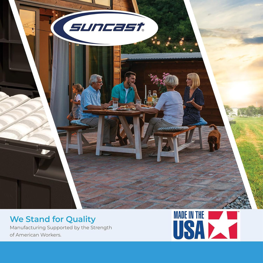Suncast Outdoor Patio Rocking Chair with 7 Gal. of Under-Seat Storage, Stylish Faux Wood Outdoor Rocker for Patios, Ice Cube