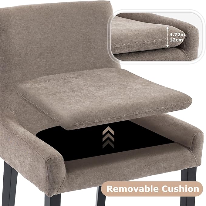 COLAMY Modern Dining Chairs Set of 2, Upholstered Corduroy Accent Side Leisure Chairs with Mid Back and Wood Legs for Living Room/Dining Room-Camel