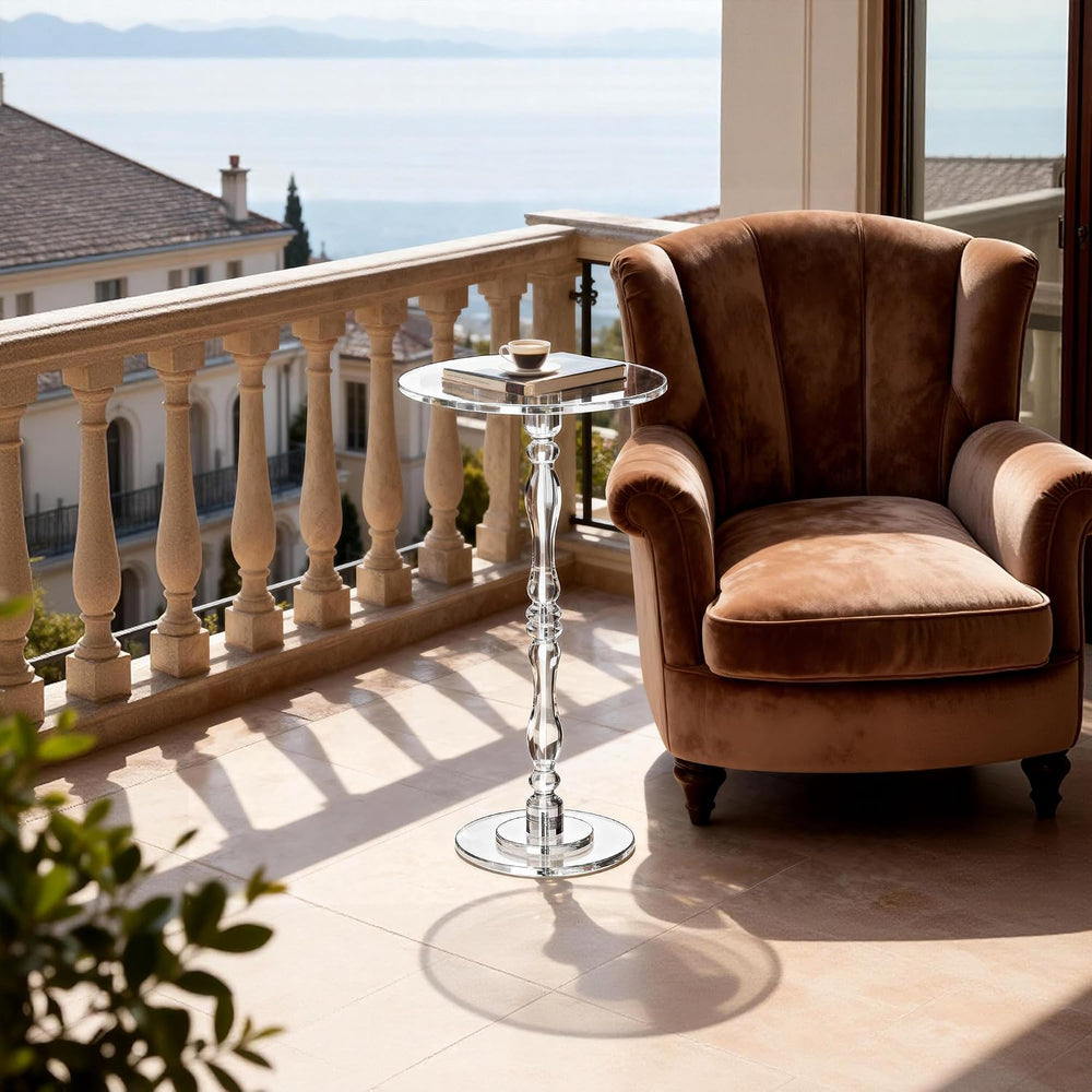 Acrylic Side Table, Classic Roman Column Pedestal End Table for Living Room, ...