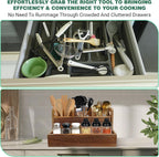 Kitchen Utensil Holder for Countertop with 4 Compartments Acacia Large Utensil Holder Wooden Storage for Cooking,Baking,Flatware Tool Kitchen Utensil Organizer