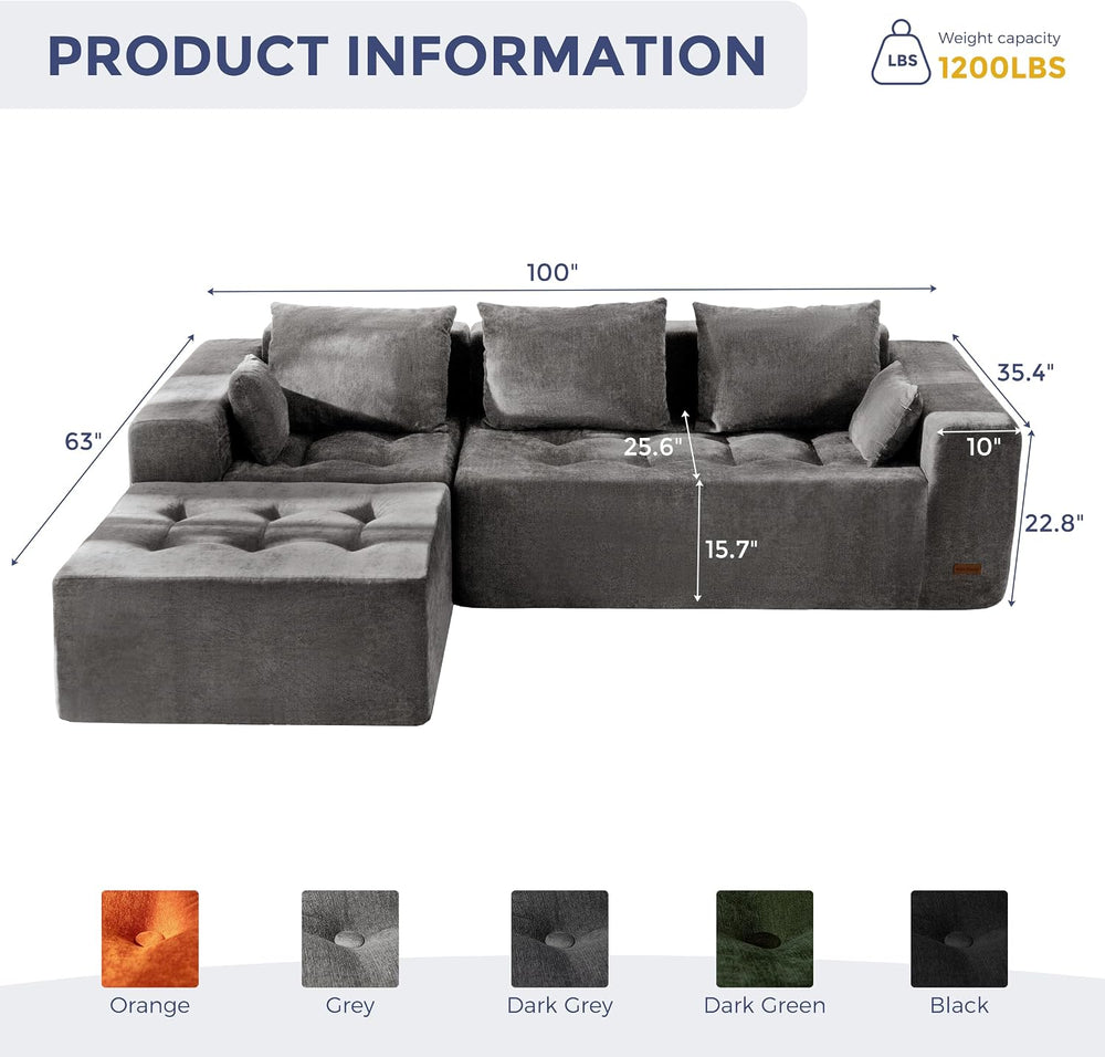 MAXYOYO Modular Sectional Sofa Couch, L Shaped Cloud Couch with Flexible Otto...