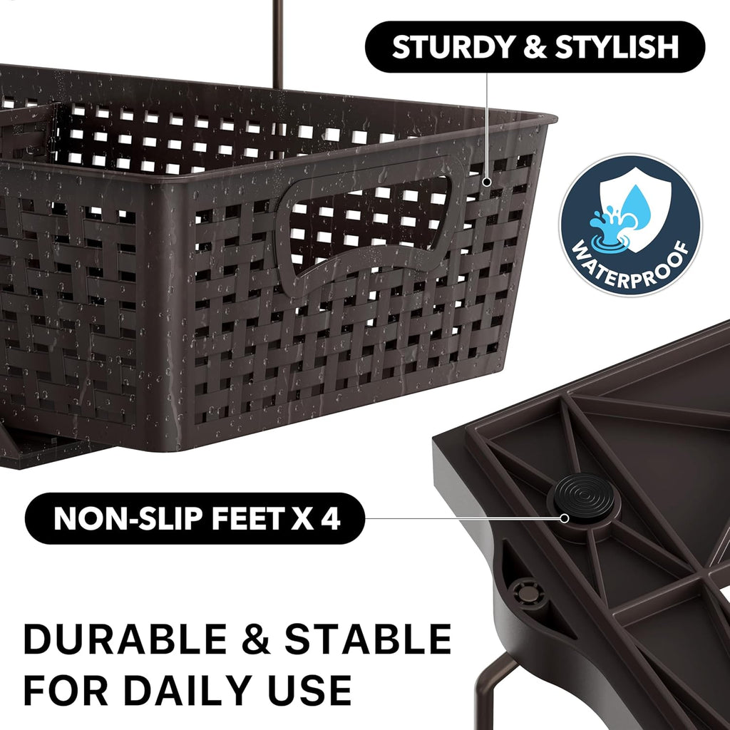 Simple Houseware 2 Tier Bathroom Organizer Tray Pull-Out Sliding Drawer, Under Sink Storage, Brown