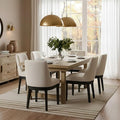Modern Dining Chairs Set of 6 Comfortable Dining Room Chairs with Back, Linen Fabric Upholstered Kitchen Side Chairs with Black Wood Legs for Living Room, Beige