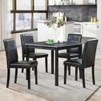 KEIKI 5-Piece Standard Height Dining Table Set with Square Table and 4 Upholstered Chair, for 4 Person, Classic Crystal Decoration Wood Table Set, Easy Assembly, for Kitchen, Dining Room, Black
