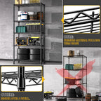 1250 lbs 5 Tier Shelf Metal Storage Shelves Shelving Wire Rack Heavy Duty Closet Organizers for Garage Kitchen Bathroom Laundry Black 13.8" D x 35.4" W x 68.5" H