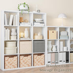 Cube Storage Organizer Bookcase, Decorative 11 inch Open Back Cubical Shelf with Thickened Border, Display Bookshelf for Living Room, Home Office, Sturdy Room (White, 12 Cube)